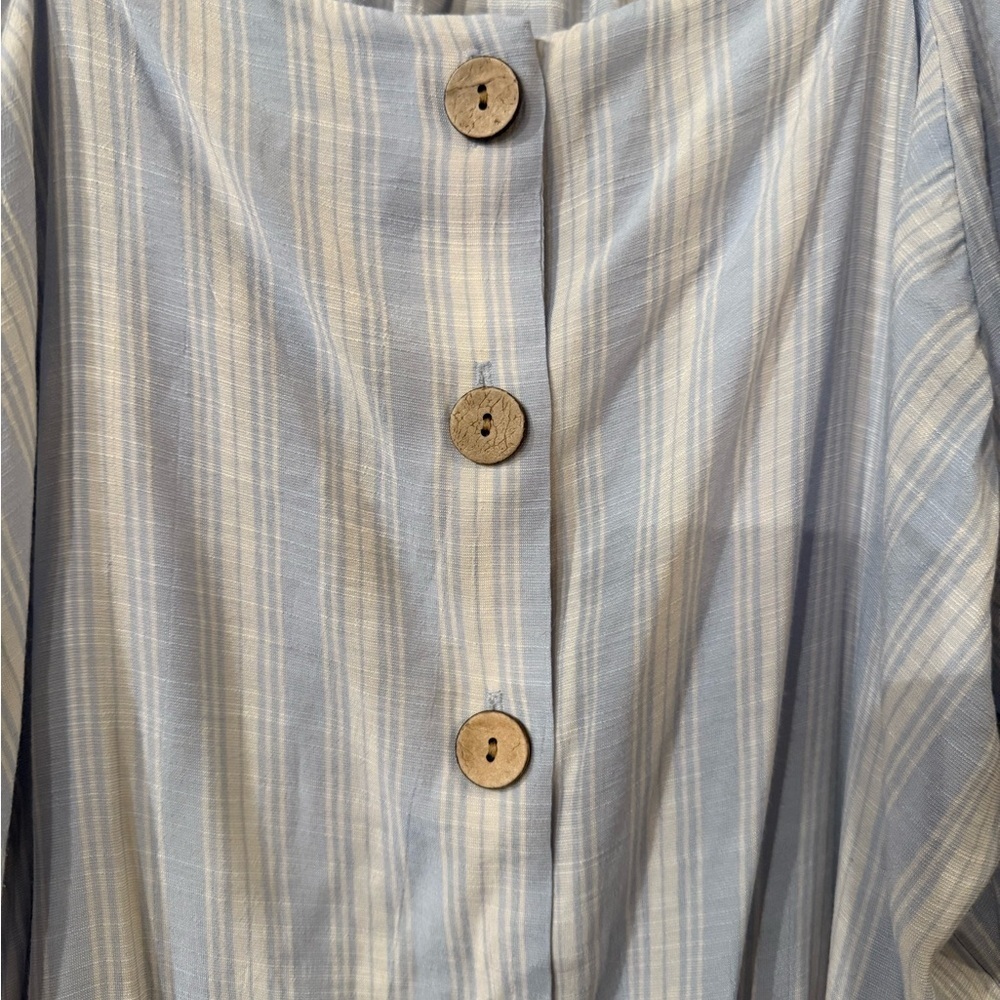 LC Lauren Conrad Light Blue Striped Blouse - Picture 2 of 7